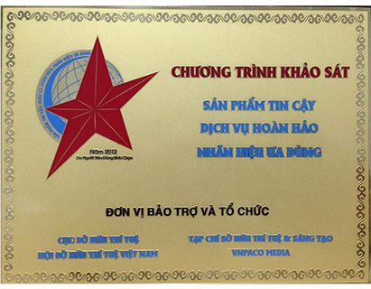 Cửa tự động – Cổng tự động Sơn Hà  nhận giải “Sản phẩm tin cậy - Dịch vụ hoàn hảo – Nhãn hiệu tin dùng năm 2012”